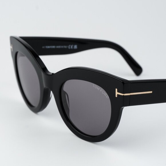 Tom Ford Women Sunglasses LUCILLA Shiny Black Smoke Mirror Cat Eye FT1063/S 01C - Picture 6 of 12